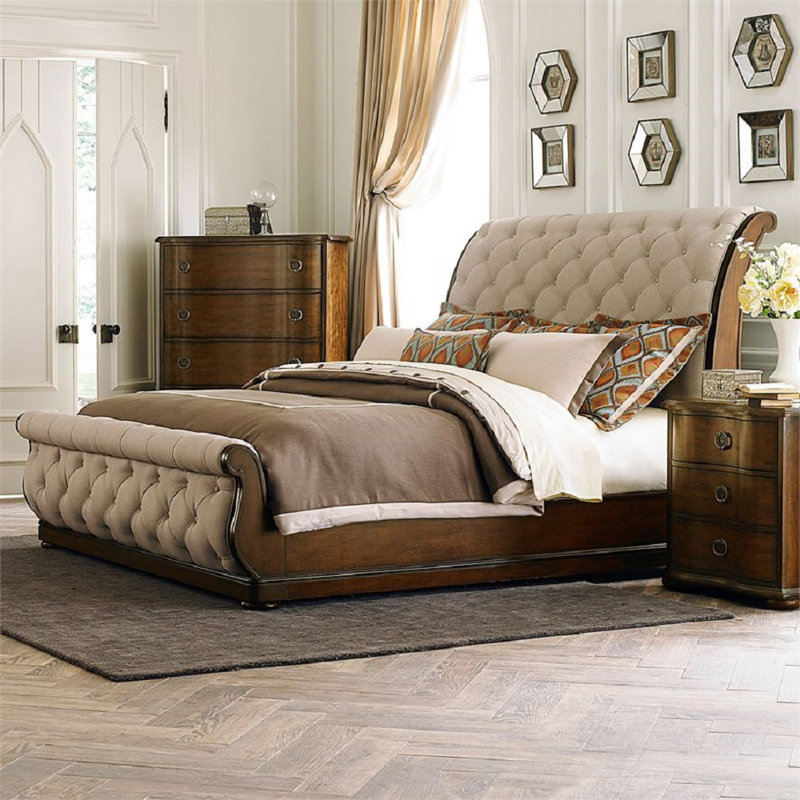 Canora Grey Queen Tufted Low Profile Sleigh Bed Wayfair.ca